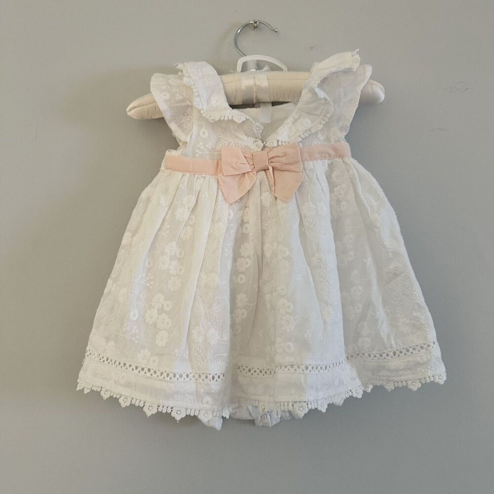 NWT Shabby Chic Girls Embroidered Dress 3 Piece Set - Size 0-3 M - Picture 2 of 3